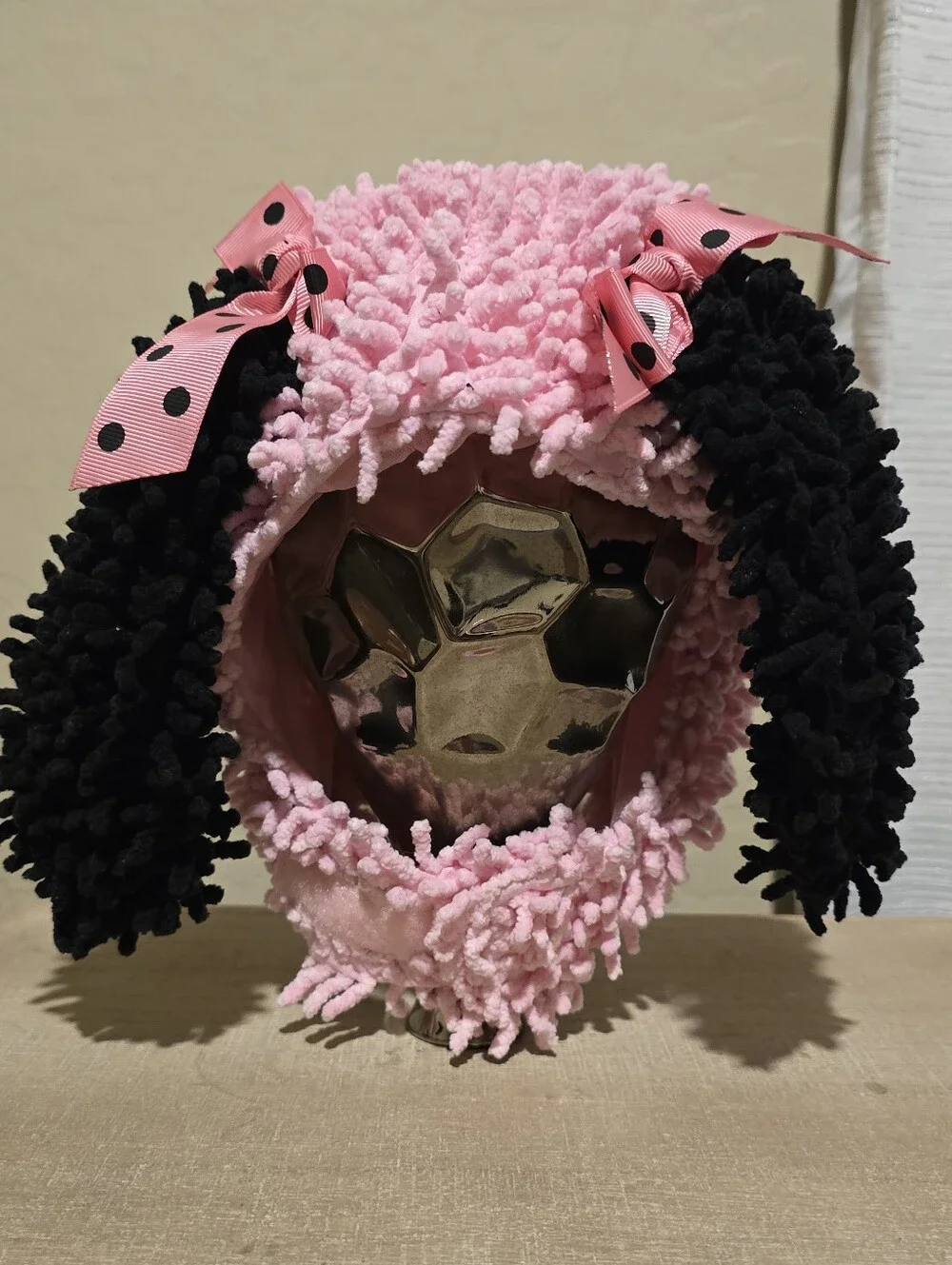 Pink Plush Puppy Costume Hood and Mittens for Kids